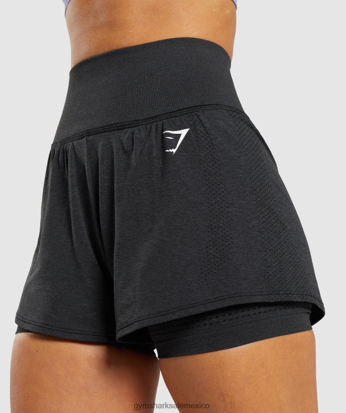 Gymshark pantalones cortos vital sin costuras 2.0 2 en 1 marga negra mujer 04BZTL88 - Gymshark Mexico