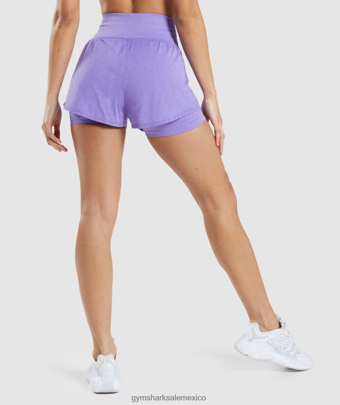Gymshark pantalones cortos vital sin costuras 2.0 2 en 1 marga púrpura brillante mujer 04BZTL79 - Gymshark Sale