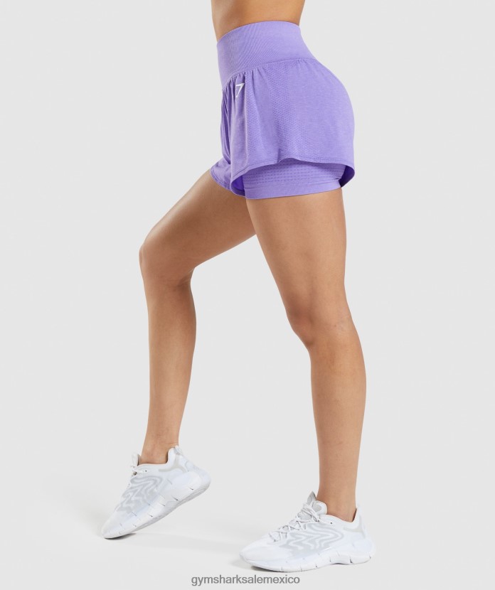 Gymshark pantalones cortos vital sin costuras 2.0 2 en 1 marga púrpura brillante mujer 04BZTL79 - Gymshark Sale