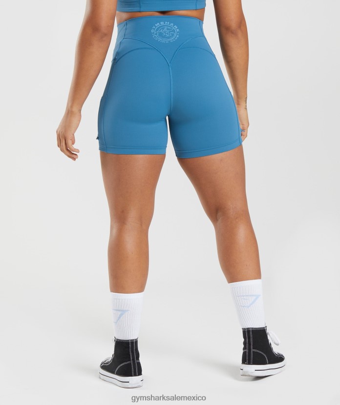 Gymshark shorts ajustados y fruncidos Legacy azul junto al lago mujer 04BZTL8 - Gymshark Hombre