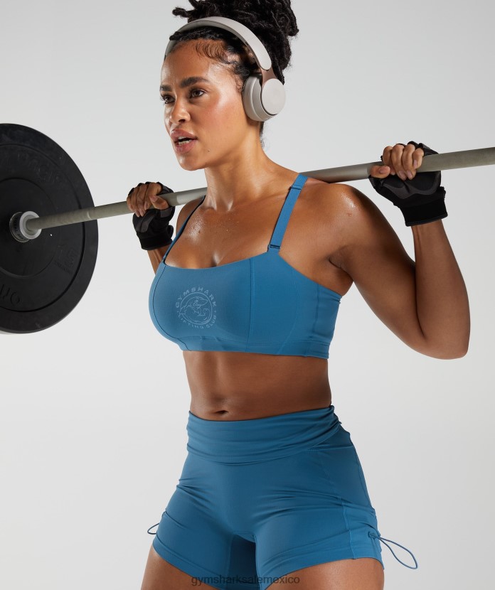 Gymshark shorts ajustados y fruncidos Legacy azul junto al lago mujer 04BZTL8 - Gymshark Hombre