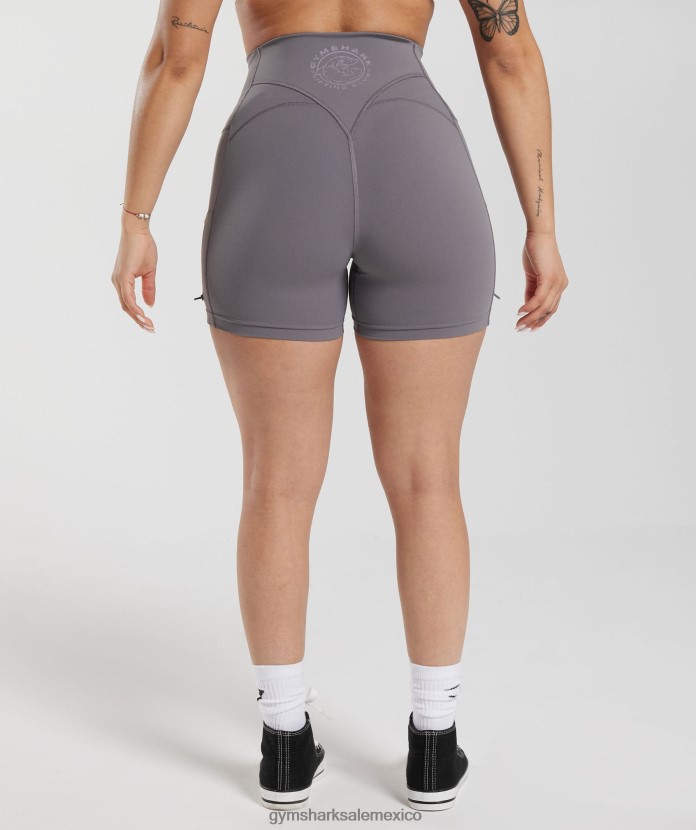 Gymshark shorts ajustados y fruncidos Legacy gris titanio mujer 04BZTL108 - Gymshark Mexico
