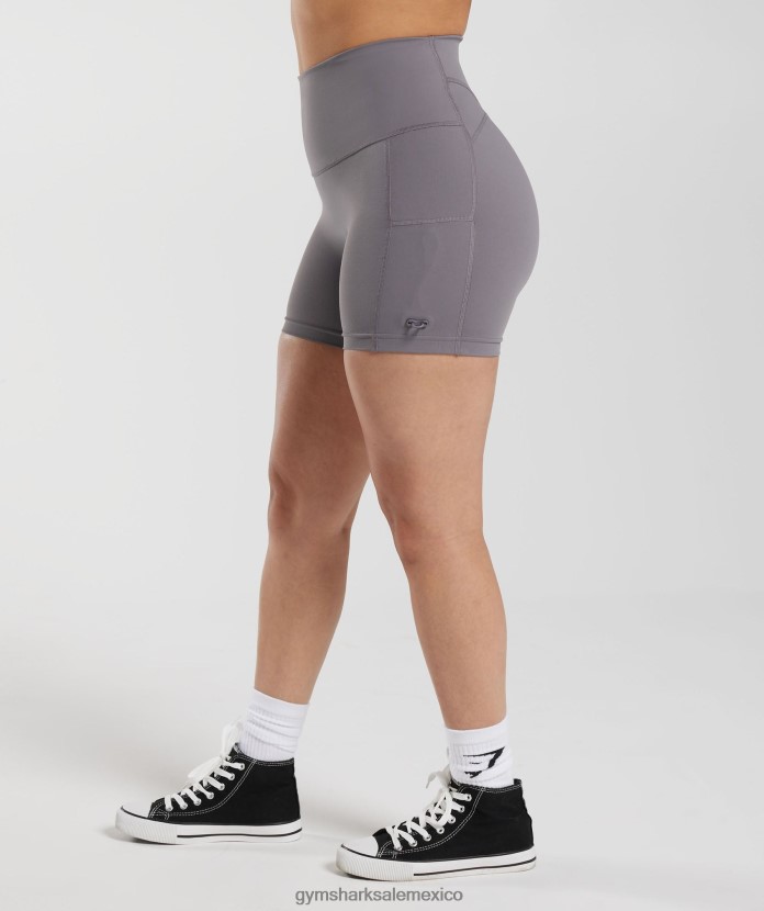 Gymshark shorts ajustados y fruncidos Legacy gris titanio mujer 04BZTL108 - Gymshark Mexico