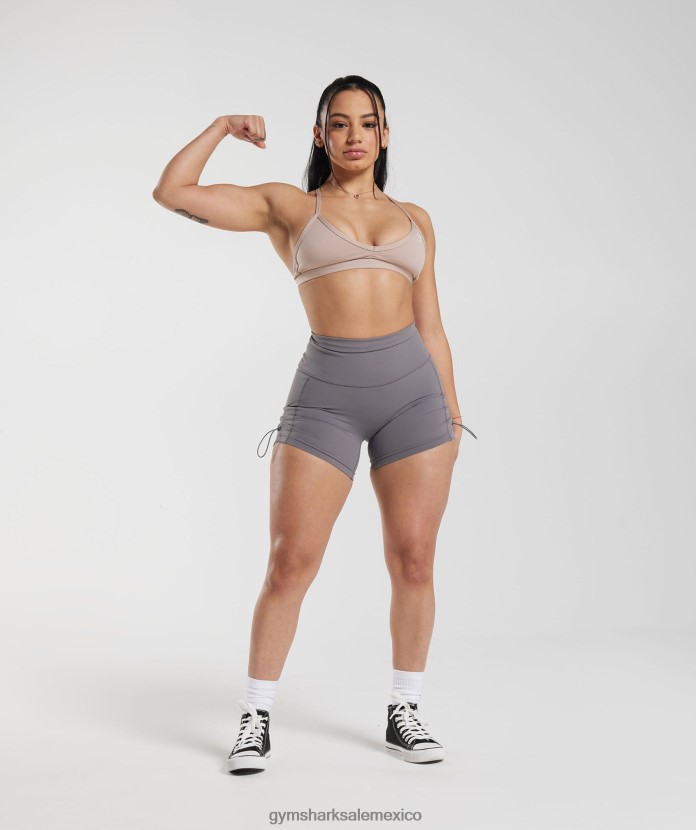 Gymshark shorts ajustados y fruncidos Legacy gris titanio mujer 04BZTL108 - Gymshark Mexico