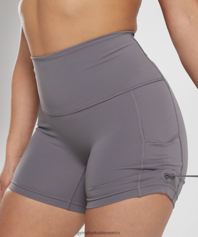 Gymshark shorts ajustados y fruncidos Legacy gris titanio mujer 04BZTL108 - Gymshark Mexico