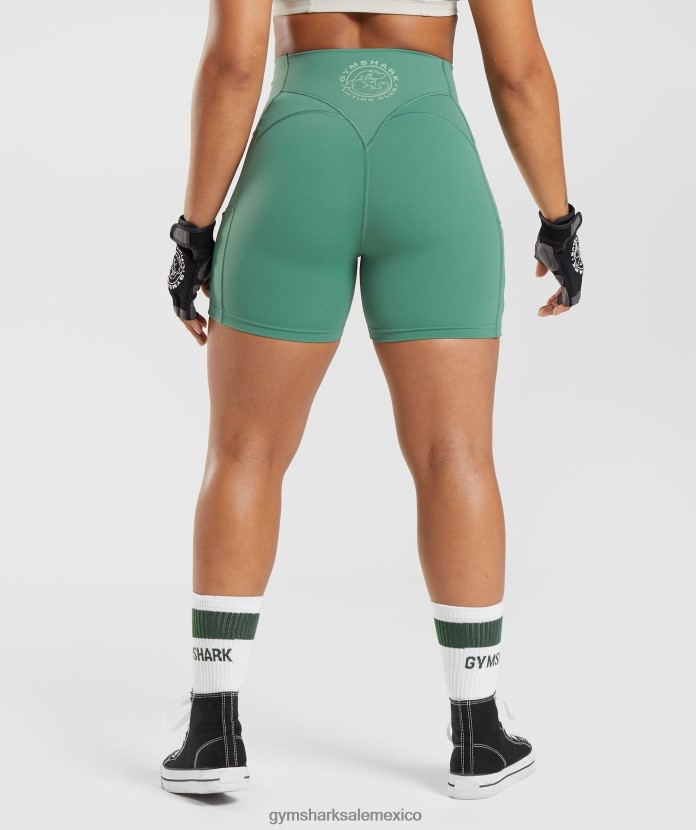 Gymshark shorts ajustados y fruncidos Legacy hoya verde mujer 04BZTL68 - Gymshark Mexico