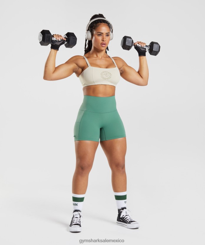 Gymshark shorts ajustados y fruncidos Legacy hoya verde mujer 04BZTL68 - Gymshark Mexico