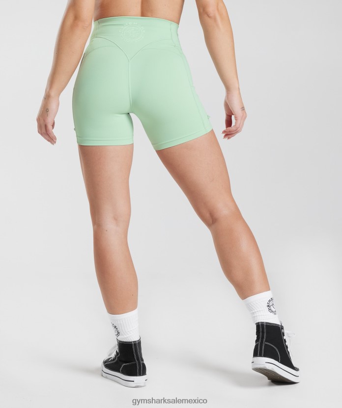 Gymshark shorts ajustados y fruncidos Legacy niebla verde mujer 04BZTL38 - Gymshark México