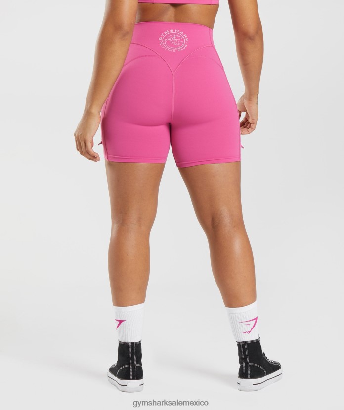 Gymshark shorts ajustados y fruncidos Legacy rosa intenso mujer 04BZTL98 - Gymshark Mexico