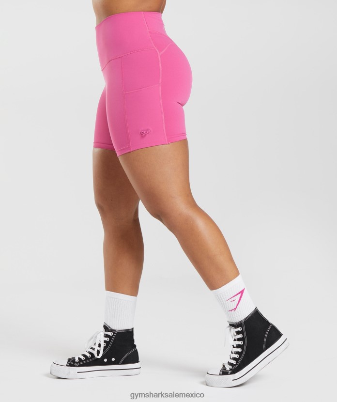 Gymshark shorts ajustados y fruncidos Legacy rosa intenso mujer 04BZTL98 - Gymshark Mexico