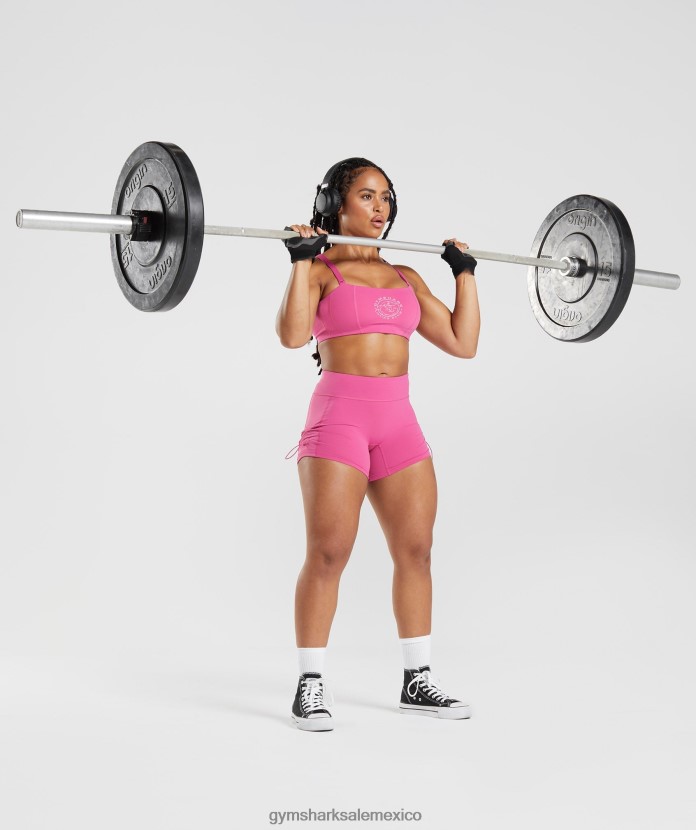Gymshark shorts ajustados y fruncidos Legacy rosa intenso mujer 04BZTL98 - Gymshark Mexico