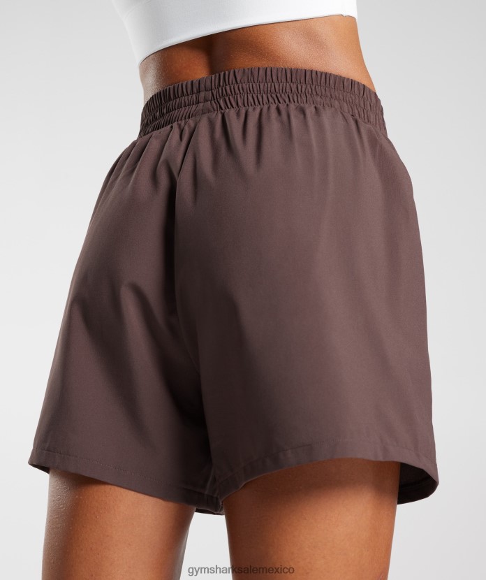 Gymshark shorts tejidos con bolsillos marrón chocolate mujer 04BZTL44 - Gymshark México