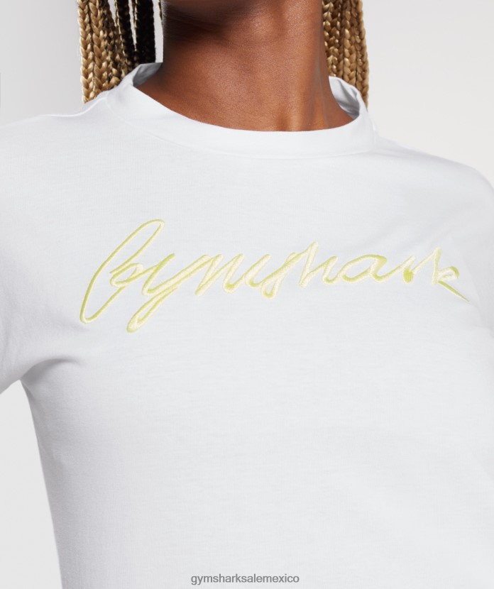Gymshark camiseta midi con gráfico bordado blanco mujer 04BZTL414 - Gymshark Mujer