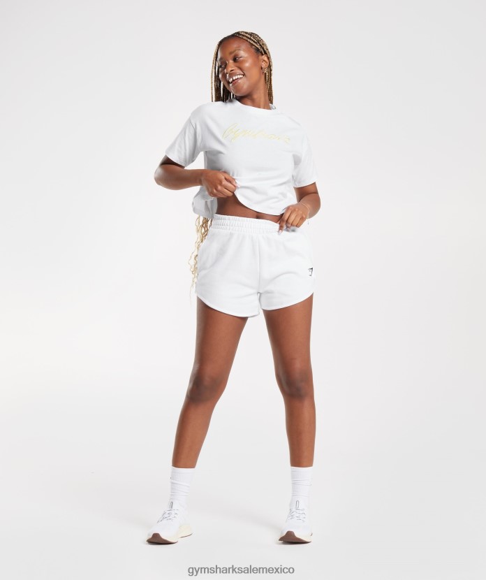 Gymshark camiseta midi con gráfico bordado blanco mujer 04BZTL414 - Gymshark Mujer