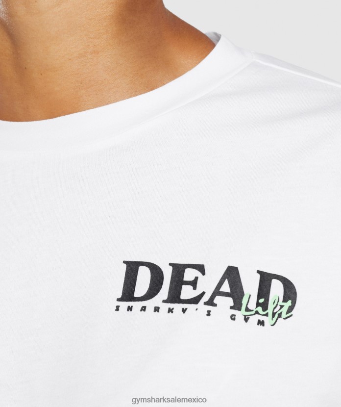 Gymshark camiseta midi con levantamiento muerto blanco mujer 04BZTL426 - Gymshark Mexico