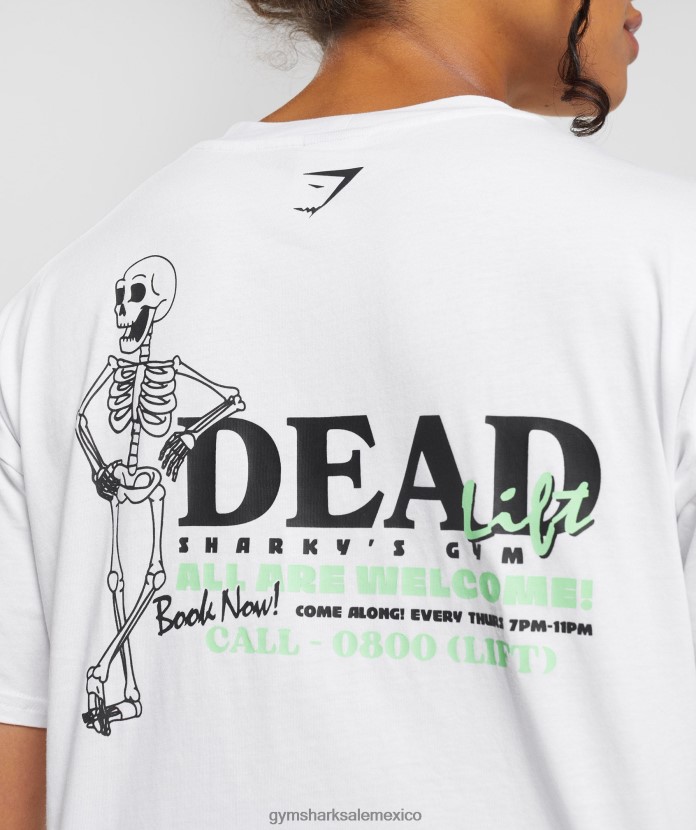 Gymshark camiseta midi con levantamiento muerto blanco mujer 04BZTL426 - Gymshark Mexico