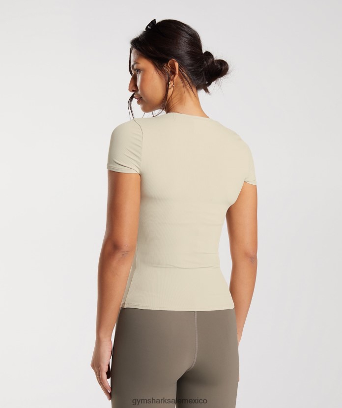 Gymshark elevar la parte superior marrón arena mujer 04BZTL440 - Gymshark Mujer
