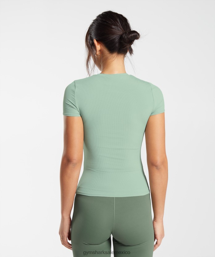 Gymshark elevar la parte superior verde salvia del desierto mujer 04BZTL445 - Gymshark Mujer
