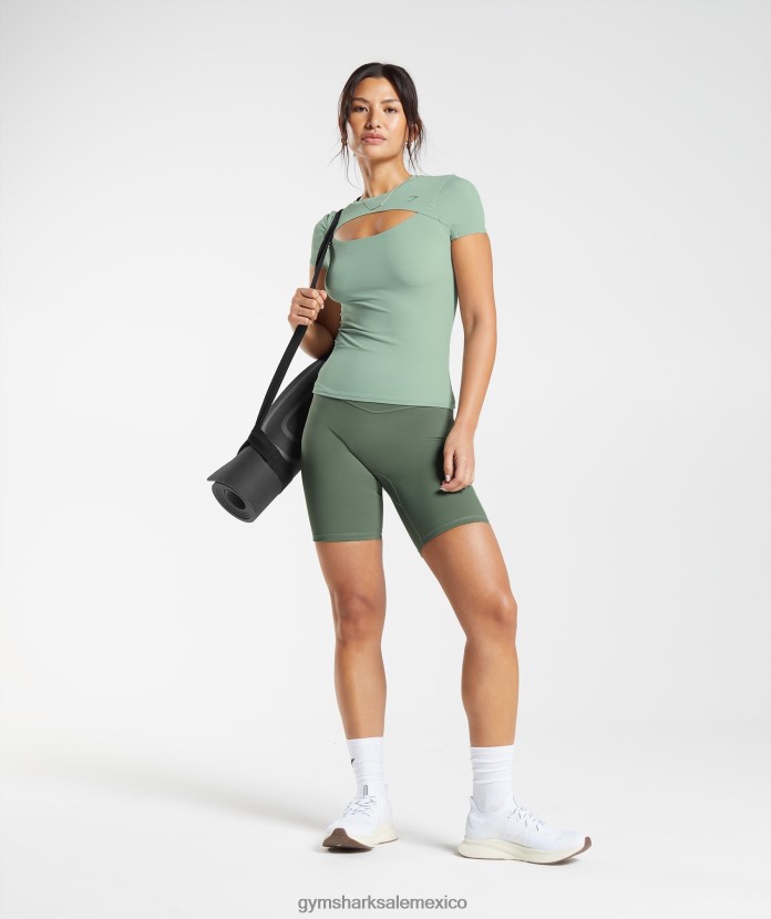 Gymshark elevar la parte superior verde salvia del desierto mujer 04BZTL445 - Gymshark Mujer