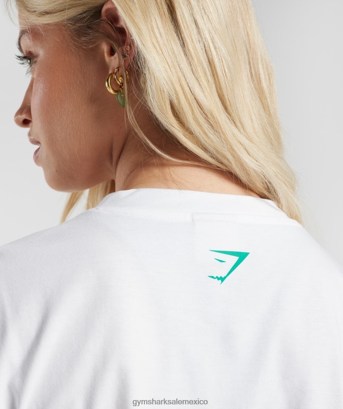 Gymshark top midi melocotón intenso blanco mujer 04BZTL428 - Gymshark México