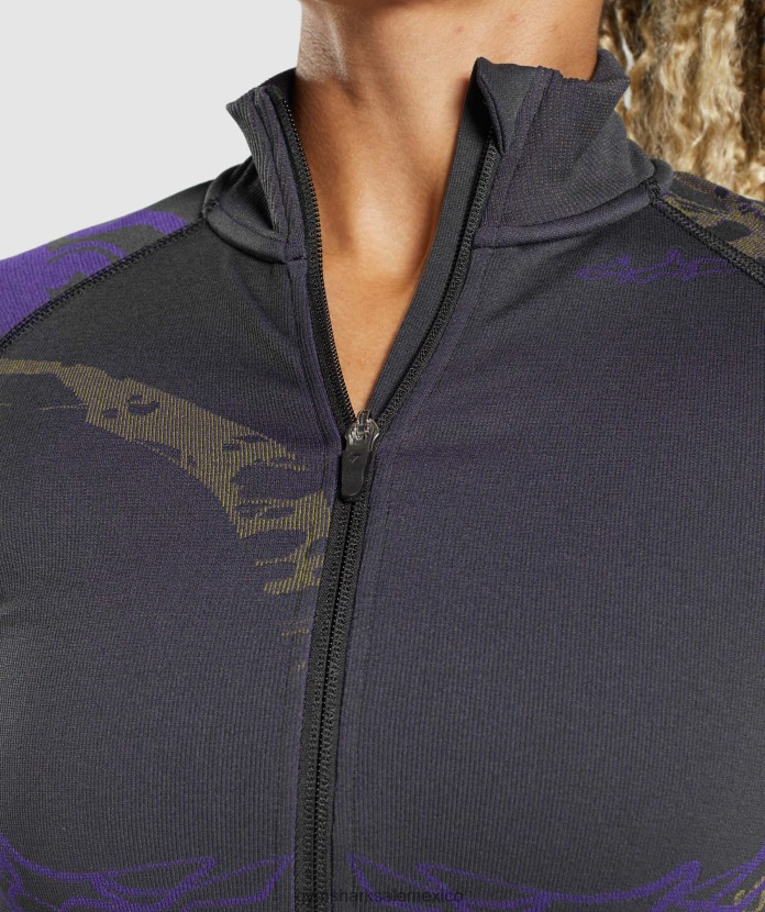 Gymshark chaqueta con cremallera wtflex negro/púrpura neptuno/verde reactivo mujer 04BZTL362 - Gymshark Hombre