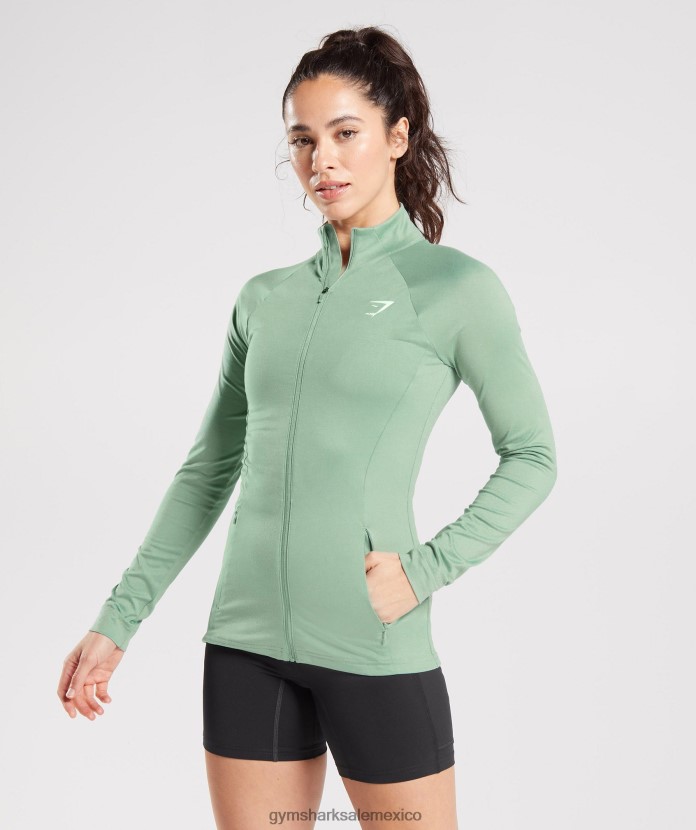 Gymshark chaqueta de entrenamiento con cremallera verde salvia del desierto mujer 04BZTL344 - Gymshark Mexico