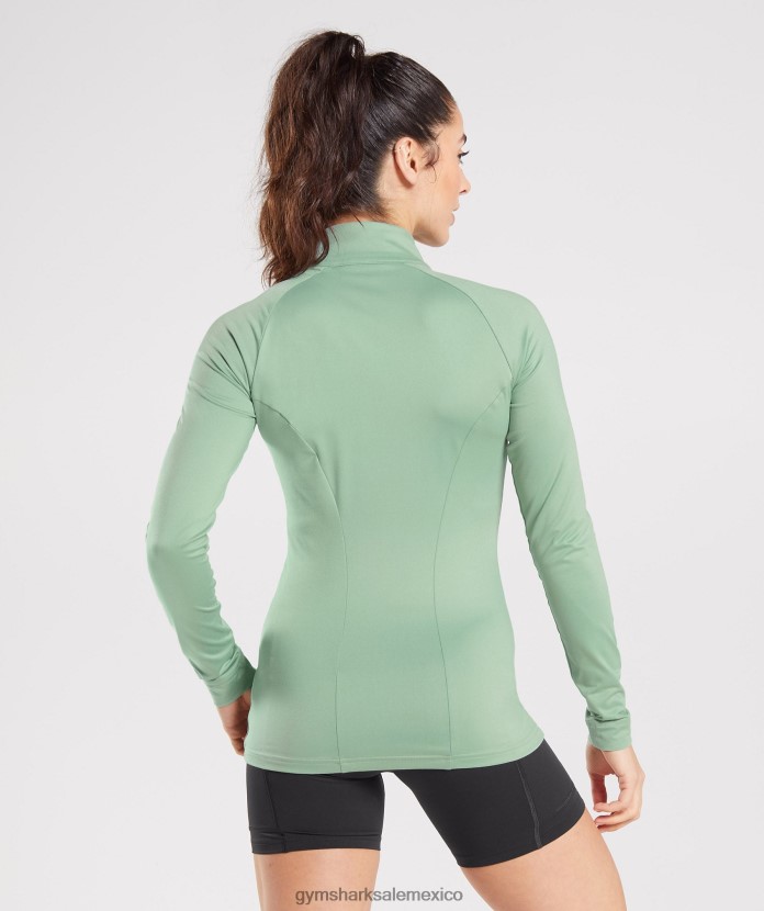 Gymshark chaqueta de entrenamiento con cremallera verde salvia del desierto mujer 04BZTL344 - Gymshark Mexico