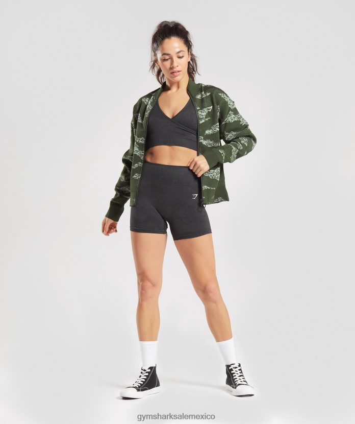 Gymshark chaqueta deportiva adaptada de camuflaje sin costuras oliva musgo/verde aloe mujer 04BZTL371 - Gymshark México