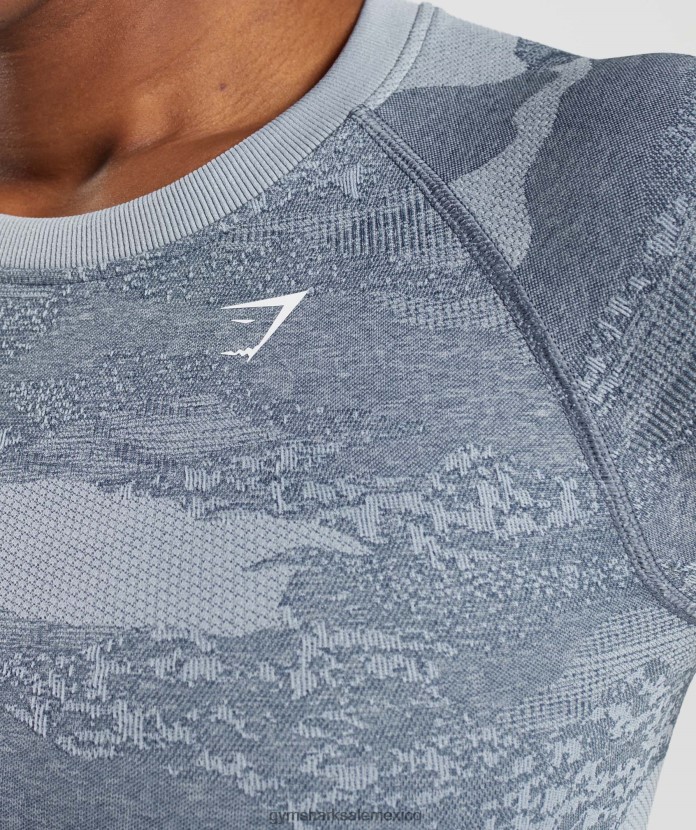 Gymshark Adapt camo top sin costuras con cordones en la espalda lava |gris piedra de río/azul noche mujer 04BZTL457 - Gymshark Sale