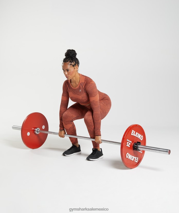 Gymshark Adapt camo top sin costuras con cordones en la espalda rojo tormenta/marrón cereza mujer 04BZTL449 - Gymshark Hombre