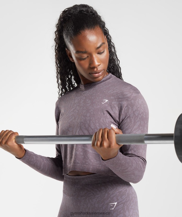 Gymshark adapt animal top de manga larga sin costuras salvaje | lila almizclera mujer 04BZTL472 - Gymshark Sale