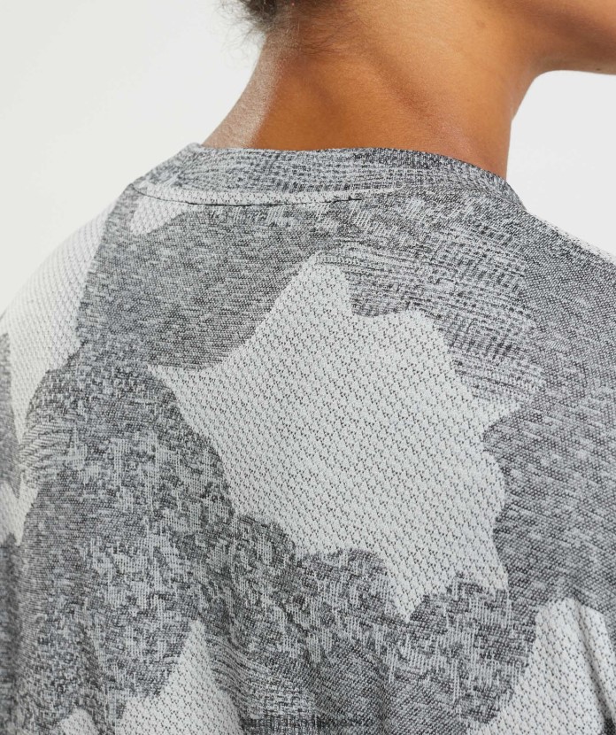 Gymshark adapt camo top de manga larga sin costuras gris claro/negro mujer 04BZTL465 - Gymshark Mujer