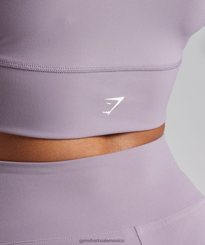 Gymshark top corto cruzado de manga larga lavanda pizarra mujer 04BZTL442 - Gymshark Sale