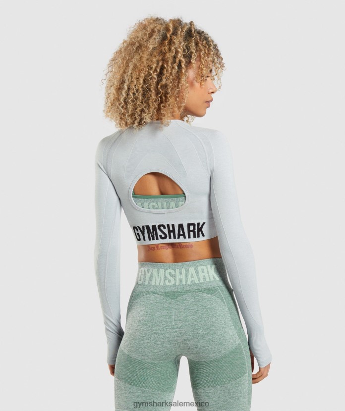 Gymshark top corto deportivo de manga larga Flex marga gris claro mujer 04BZTL479 - Gymshark Hombre