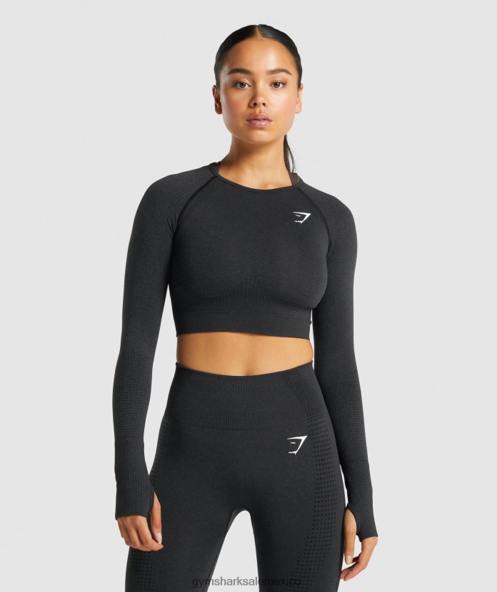 Gymshark top corto vital sin costuras 2.0 de manga larga marga negra mujer 04BZTL467 - Gymshark Sale