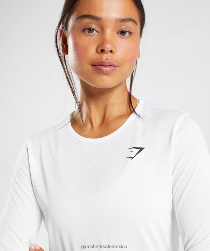 Gymshark top de entrenamiento de manga larga blanco mujer 04BZTL493 - Gymshark Sale