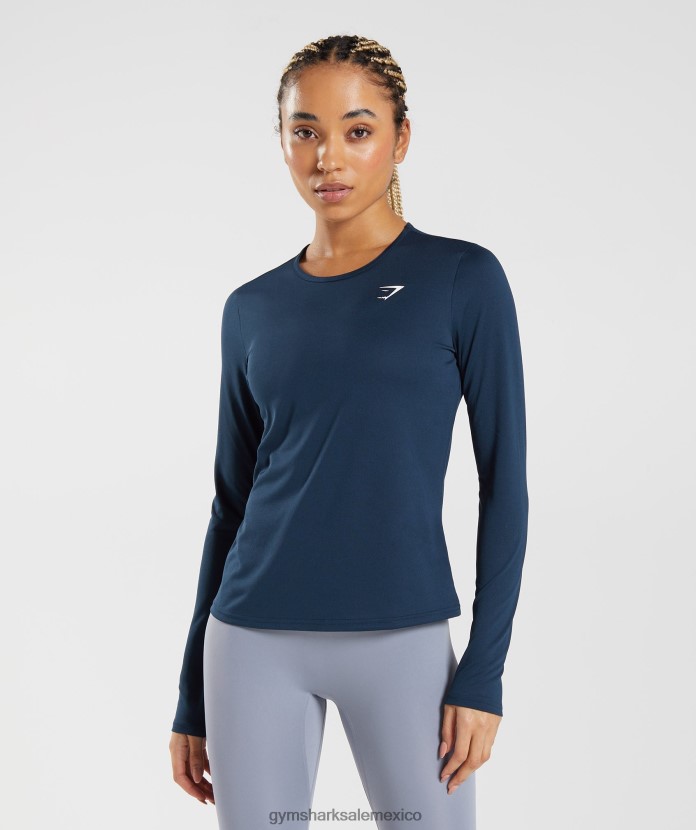 Gymshark top de entrenamiento de manga larga marina de guerra mujer 04BZTL416 - Gymshark Sale