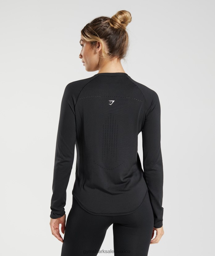 Gymshark top deportivo de manga larga sin costuras negro mujer 04BZTL462 - Gymshark Sale