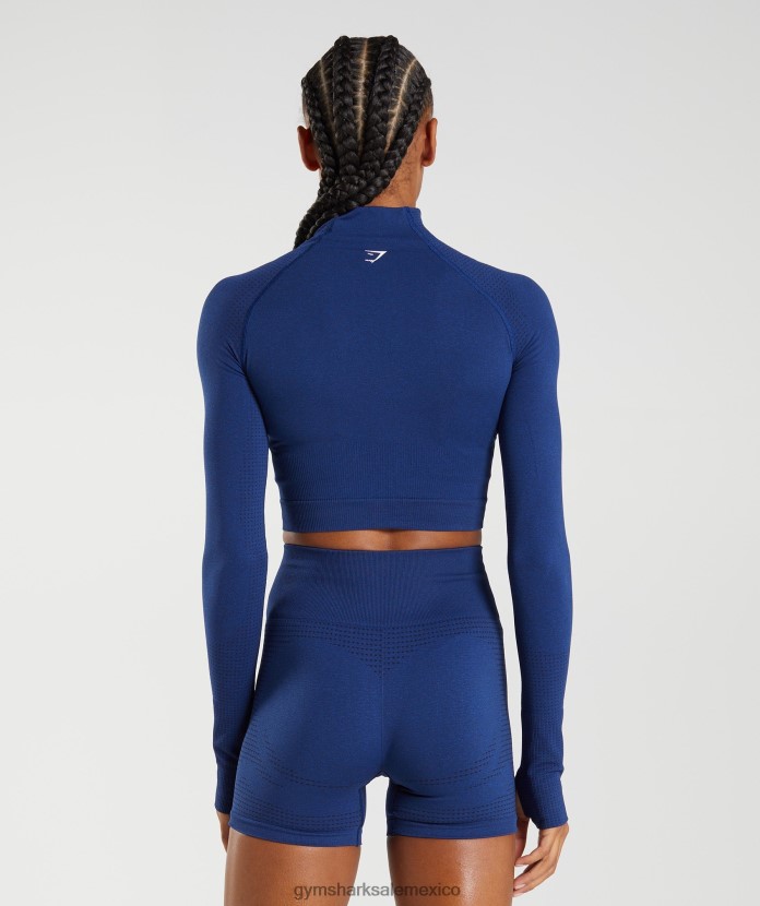 Gymshark top midi vital sin costuras 2.0 con cuello alto marga azul estelar mujer 04BZTL470 - Gymshark Mujer
