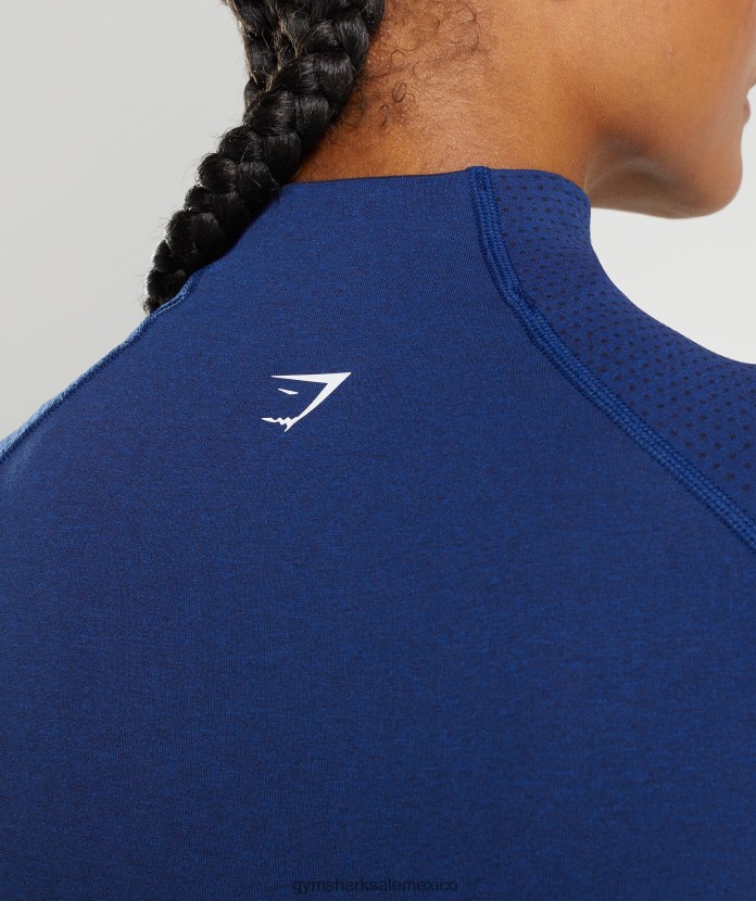Gymshark top midi vital sin costuras 2.0 con cuello alto marga azul estelar mujer 04BZTL470 - Gymshark Mujer