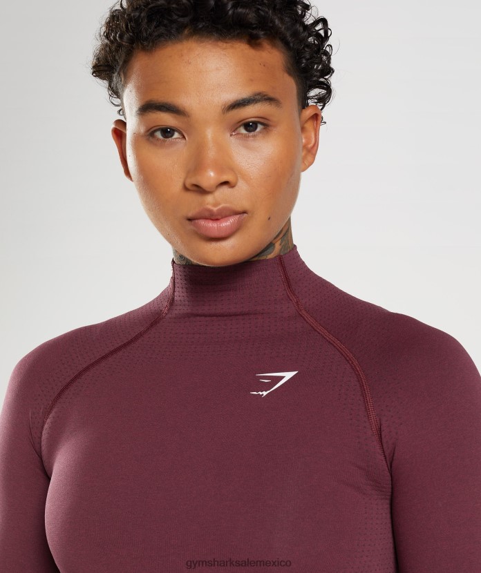 Gymshark top midi vital sin costuras 2.0 con cuello alto marga granate al horno mujer 04BZTL471 - Gymshark Mexico