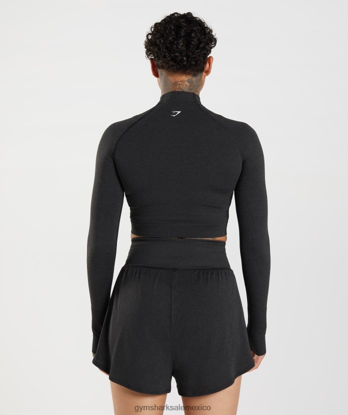 Gymshark top midi vital sin costuras 2.0 con cuello alto marga negra mujer 04BZTL438 - Gymshark México
