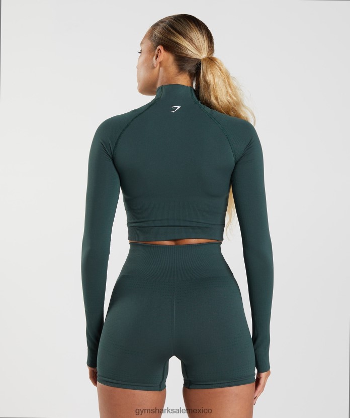 Gymshark top midi vital sin costuras 2.0 con cuello alto marga verde bosque mujer 04BZTL432 - Gymshark Sale