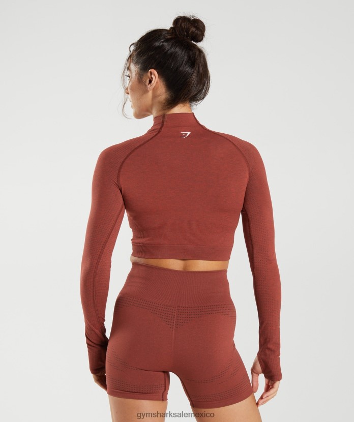 Gymshark top midi vital sin costuras 2.0 con cuello alto rojo ladrillo mujer 04BZTL466 - Gymshark Mexico