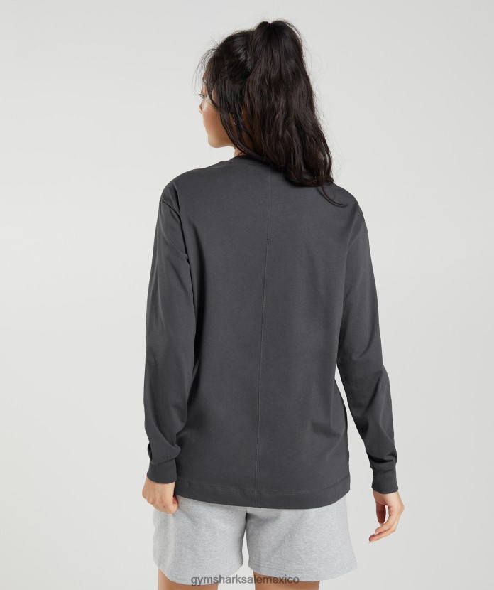 Gymshark top oversize de algodón con manga larga gris ónix mujer 04BZTL434 - Gymshark Hombre