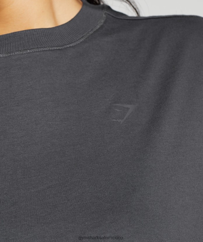 Gymshark top oversize de algodón con manga larga gris ónix mujer 04BZTL434 - Gymshark Hombre