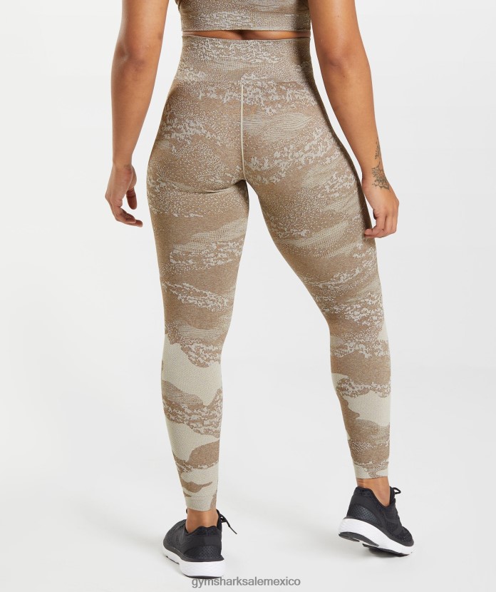 Gymshark adapt leggings de camuflaje sin costuras gris guijarro/marrón alma mujer 04BZTL325 - Gymshark México