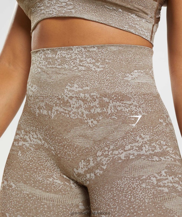 Gymshark adapt leggings de camuflaje sin costuras gris guijarro/marrón alma mujer 04BZTL325 - Gymshark México