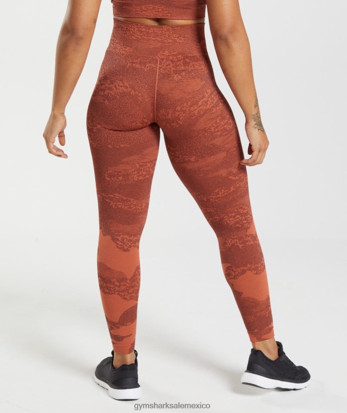 Gymshark adapt leggings de camuflaje sin costuras rojo tormenta/marrón cereza mujer 04BZTL305 - Gymshark México