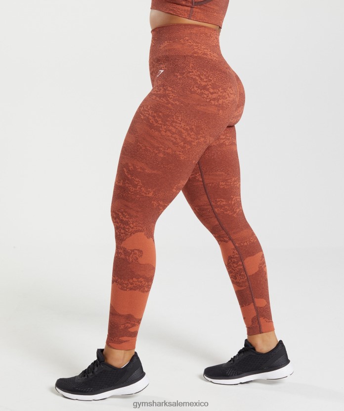 Gymshark adapt leggings de camuflaje sin costuras rojo tormenta/marrón cereza mujer 04BZTL305 - Gymshark México
